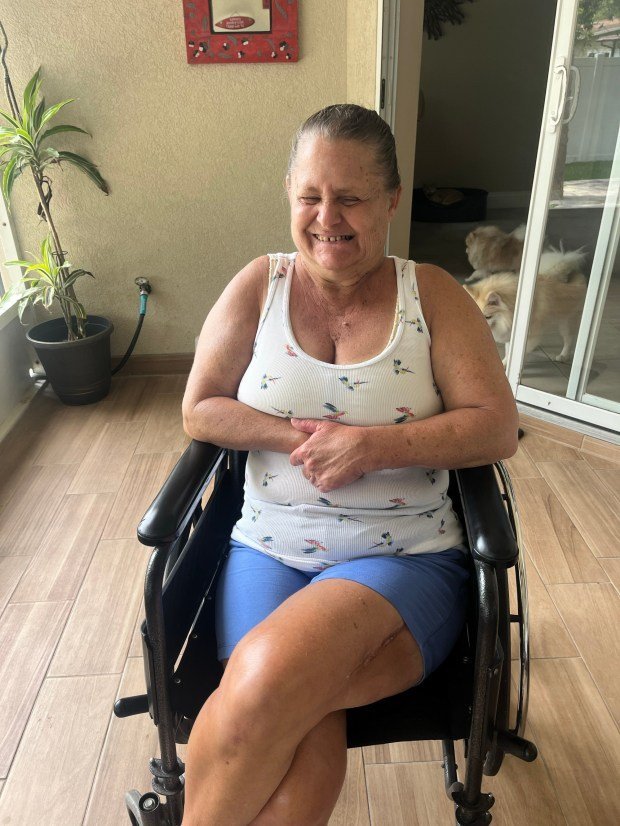 Rhea Whitaker's home health aide care was cut for 12 days  without her receiving any notice. Whitaker's sister, Allison Pellegrin, took time off from work to take care of Whitaker, who was disabled by a severe brain injury in 2006. (Allison Pellegrin/TNS)