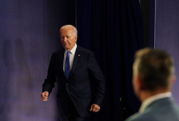 U.S. President Joe Biden walks out to hold a news conference at the 2024 NATO Summit on Thursday, July 11, 2024, in Washington, D.C. (Kent Nishimura/Getty Images/TNS)
